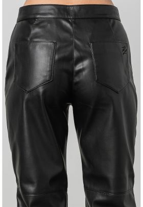 Pantaloni de piele ecologica cu slituri cu fermoar