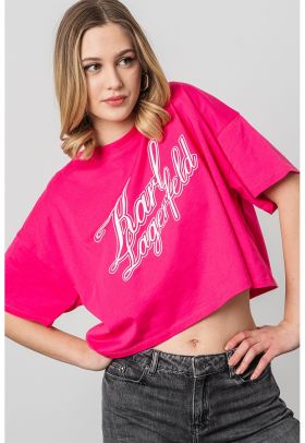 Tricou crop lejer cu logo