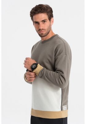 Bluza de trening cu decolteu la baza gatului si model colorblock