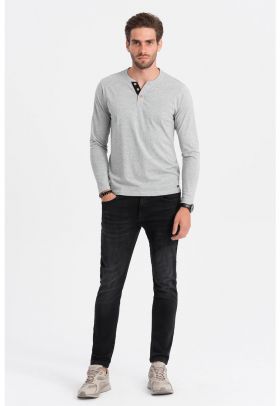 Bluza din bumbac cu fenta cu nasturi