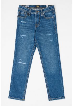 Blugi regular fit cu aspect decolorat