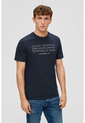 Tricou cu decolteu la baza gatului si imprimeu logo