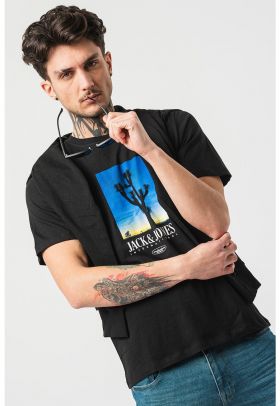 Tricou cu imprimeu logo si foto Lucca