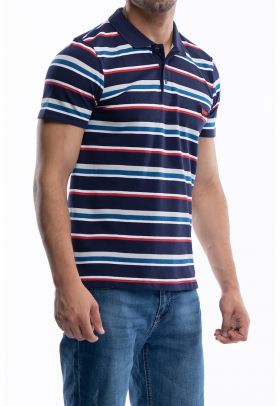 Tricou polo de bumbac pique in dungi