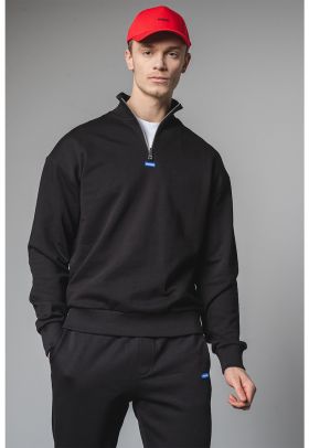 Bluza de trening cu fermoar scurt si maneci cazute