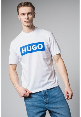 Tricou cu decolteu la baza gatului si imprimeu logo