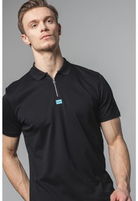 Tricou polo cu fenta cu fermoar