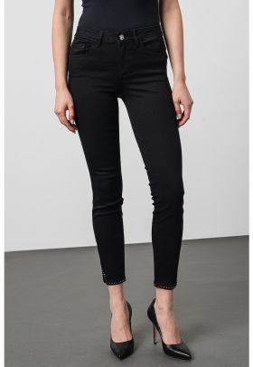 Blugi skinny crop cu model cu 5 buzunare