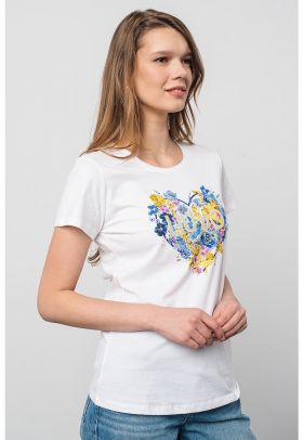 Tricou cu decolteu rotund si imprimeu