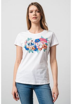 Tricou cu decolteu rotund si imprimeu