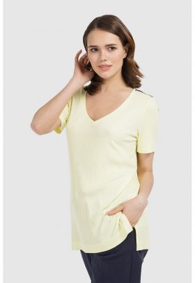 Bluza cu maneci scurte - slituri laterale si aspect striat