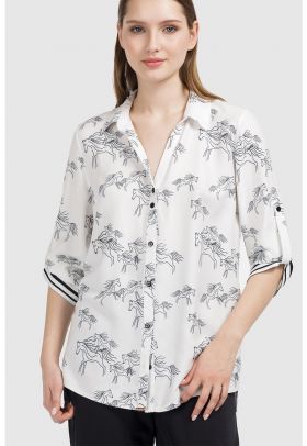 Bluza cu nasturi si model grafic