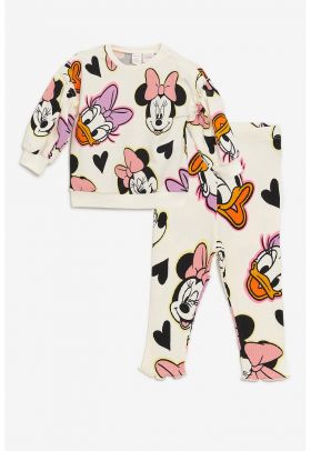 Colanti si bluza de trening cu imprimeu Disney