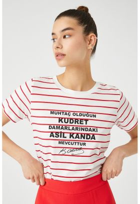 Tricou cu text si dungi