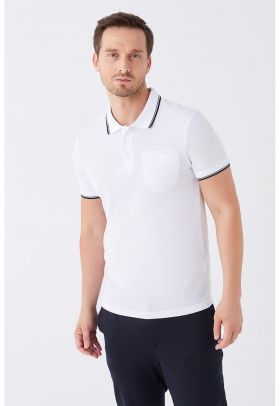 Tricou polo cu detalii cu model in dungi