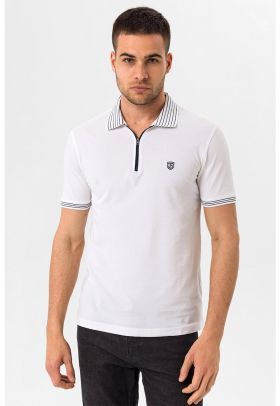 Tricou polo cu fenta cu fermoar