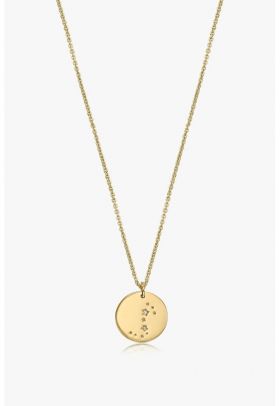 Colier de argint placat cu aur de 14K decorat cu safire albe - G