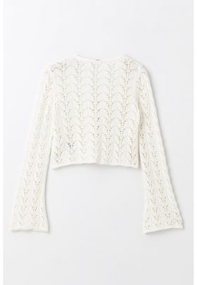 Cardigan crop cu perforatii