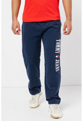 Pantaloni sport din bumbac organic cu imprimeu logo Ethan