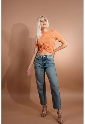 Blugi mom fit cu terminatie nefinisata Fiinley