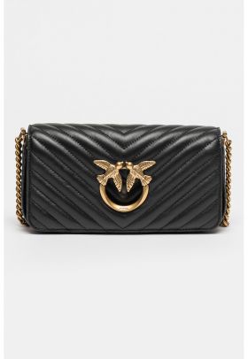 Geanta baguette din piele cu model matlasat Love Click