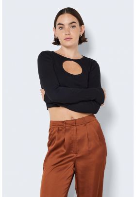 Bluza crop cu decupaj frontal