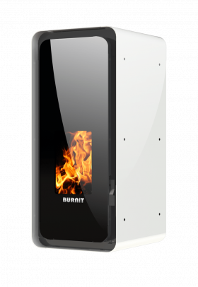 Centrala termosemineu pe peleti Burnit Calor Swan White 18 kW, echipata cu pompa de circulatie, vas de expansiune, automatizare, suprafata pana la 145 metri patrati
