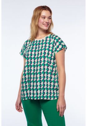 Bluza cu maneci scurte si imprimeu geometric