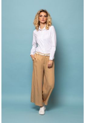 Pantaloni crop cu croiala ampla Fibra