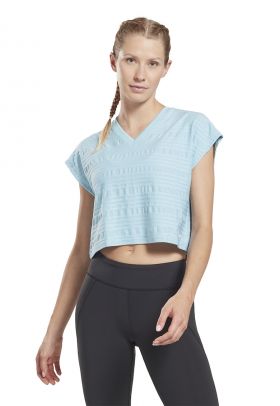 Tricou crop cu decolteu in V pentru antrenament