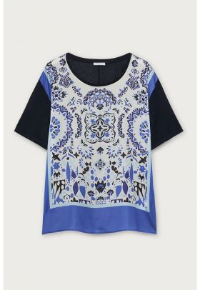 Bluza cu maneci scurte si imprimeu abstract