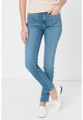 Blugi slim fit cu talie inalta