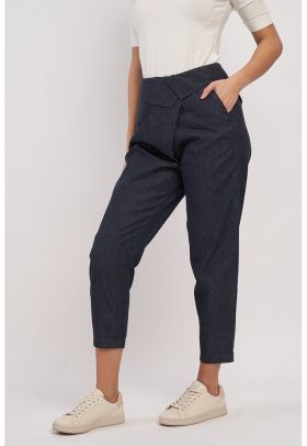 Pantaloni capri cu talie inalta