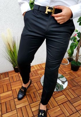 Pantalon elegant, de barbati, Slim Fit, Negru - PN20