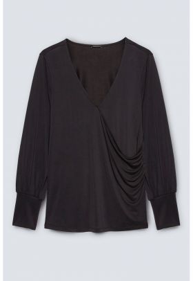 Bluza din amestec de modal cu fronseuri