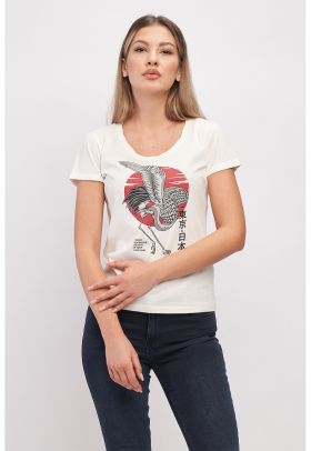 Tricou cu decolteu rotund si imprimeu grafic