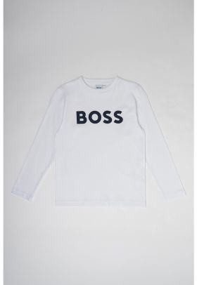 Bluza cu decolteu la baza gatului si imprimeu logo contrastant