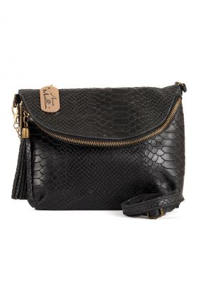 Geanta crossbody din piele cu aspect de piele de crocodil Lydia