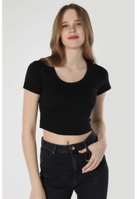 Tricou crop slim fit