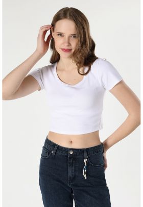 Tricou crop slim fit