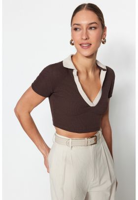 Tricou crop striat