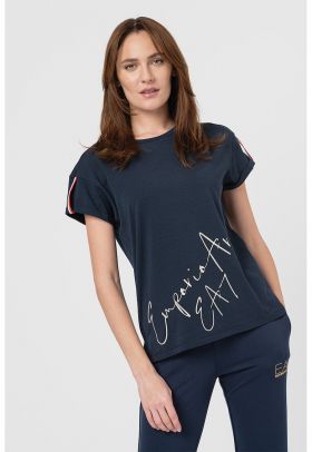 Tricou regular fit din amestec de modal cu imprimeu logo