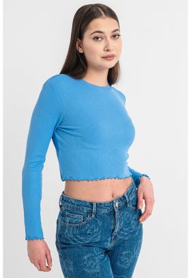 Bluza crop cu aspect striat Maja