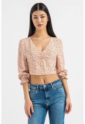 Bluza crop cu imprimeu floral Aiza