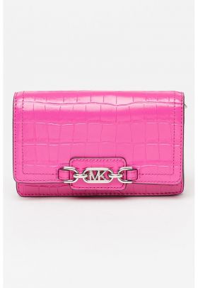 Geanta crossbody din piele cu model cu aspect de piele de crocodil Heather