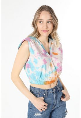 Bluza cu model tie-dye si terminatie elastica