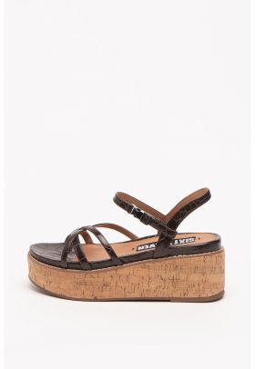 Sandale wedge de piele ecologica Yeko