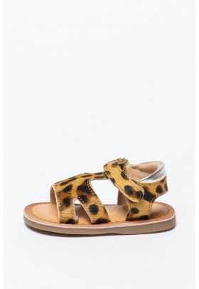 Sandale de piele cu par scurt si animal print Roseville