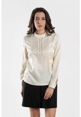 Bluza de satin cu aplicatii de perle sintetice
