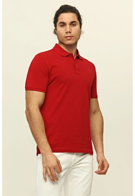 Tricou polo de bumbac cu broderie pe piept